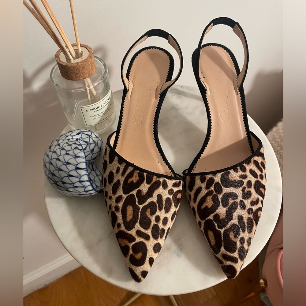 J. Crew Leopard Print Pony Hair Kitten Heels